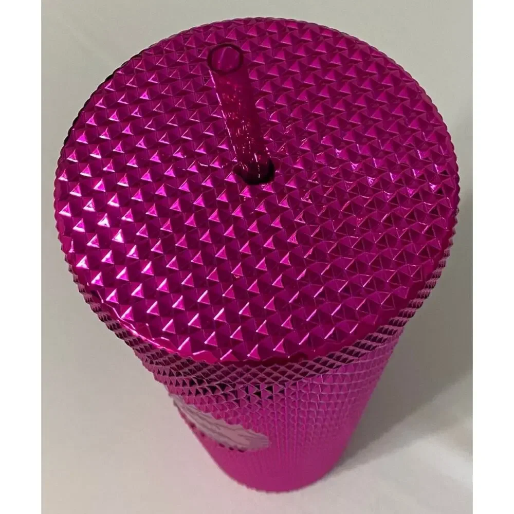 Starbucks Holiday 2022 Sangria Pink Metallic Studded Bling Tumbler 24oz NWOT